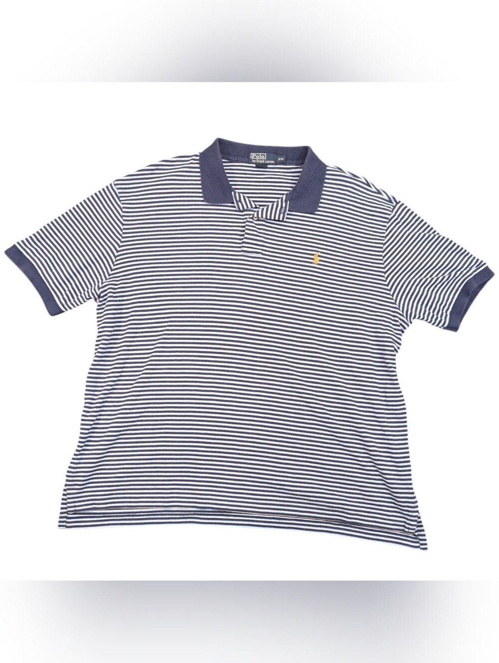 Polo Ralph Lauren Blue Stripe Short Sleeve Polo Men's Size XXL Preppy Office Bus